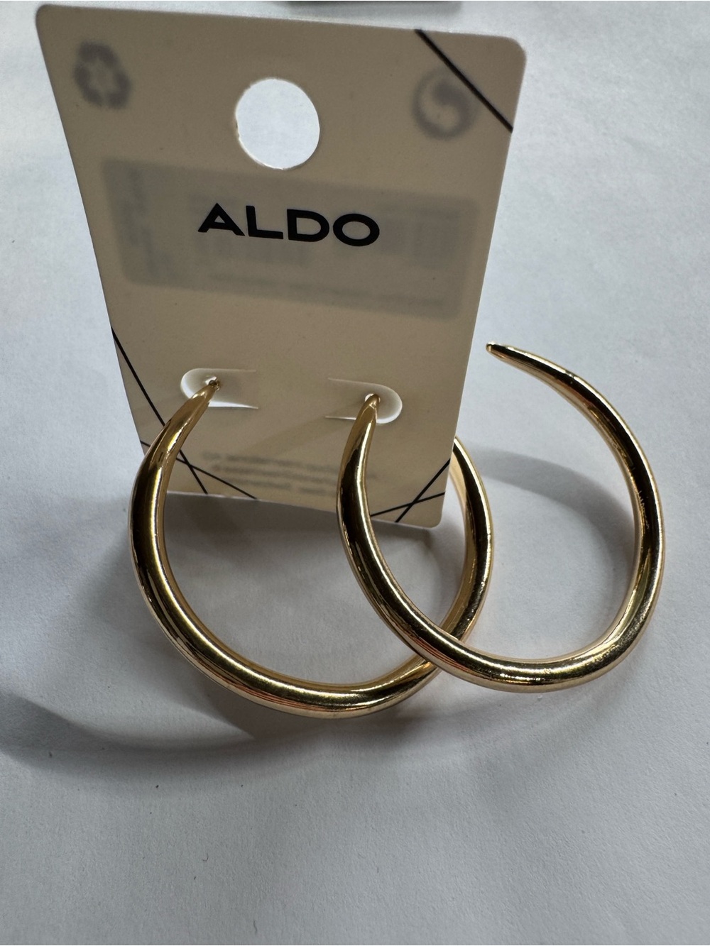 Aldo Shiny Gold Tone Crescent Hoop Earrings